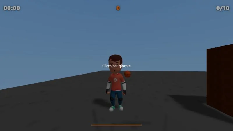 Basket Parkour 3D — il personaggio con la palla nel livello di prova