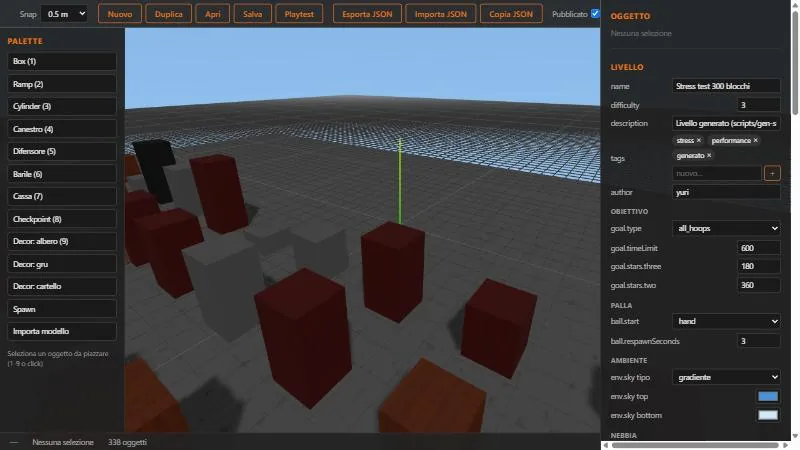 Basket Parkour 3D — il livello di stress da 300 blocchi nell’editor